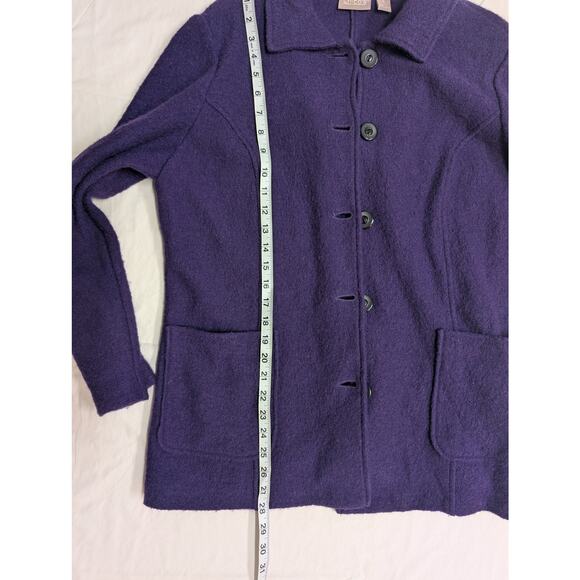 Chico’s 100% Wool Jacket Purple Size 2 (size 12) Classic Warm Textured Style - Picture 7 of 7